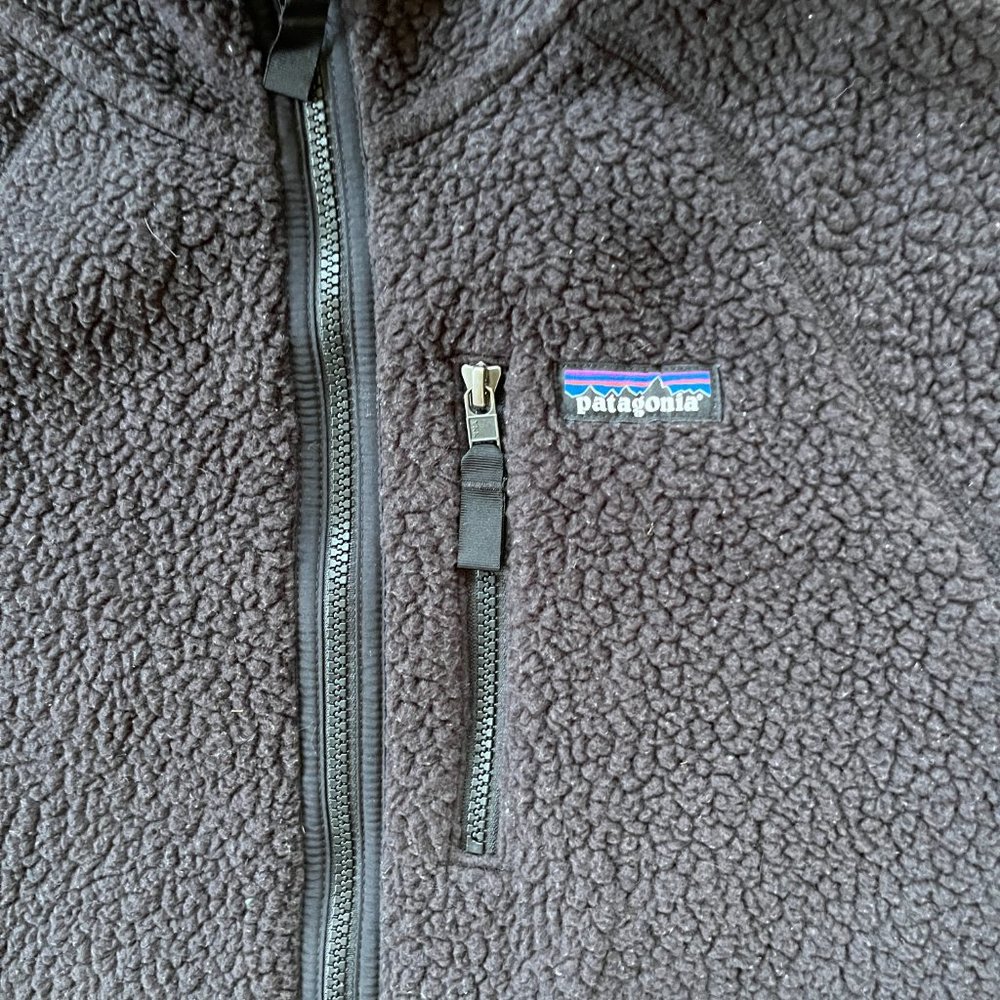 SOLD Patagonia Black Sherpa Fleece Zip Up Jacket Top   Mens Size Large - Picture 2 of 9